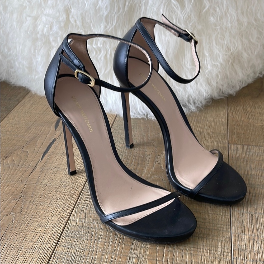 Stuart Weitzman Black Ankle Strap Heels